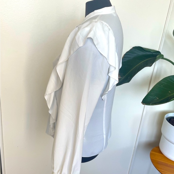Wilfred ruffled white blouse with silk trim size medium - Picture 8 of 8